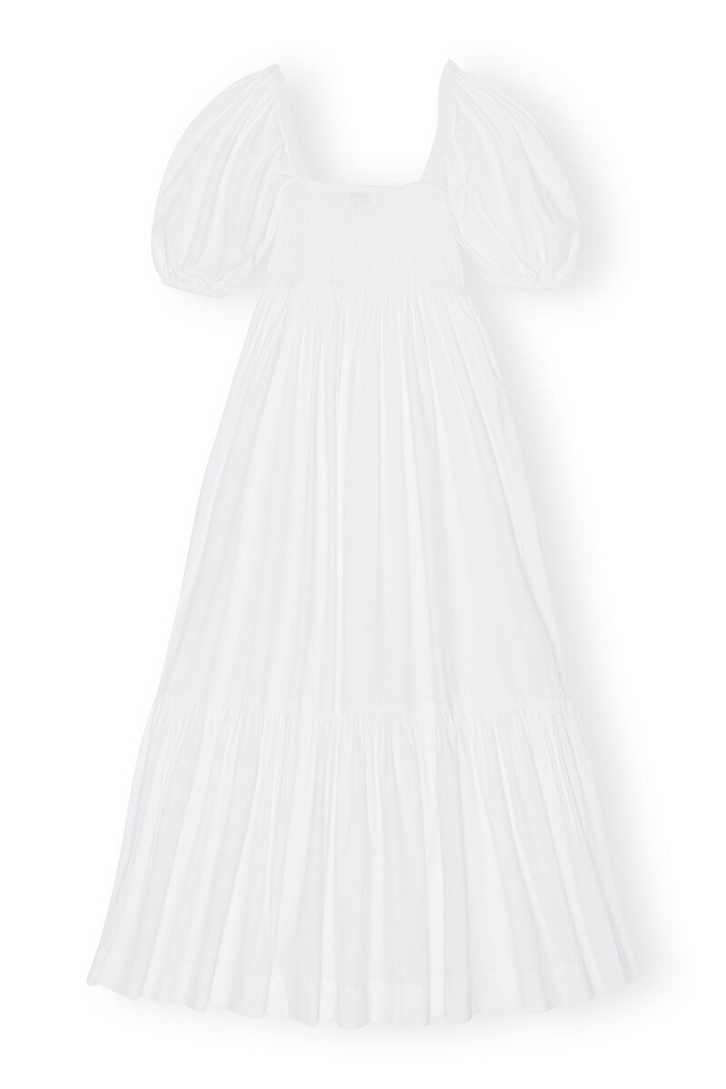 Cotton Poplin Smock Maxi Dress, Cotton, in colour Bright White - 2 - GANNI
