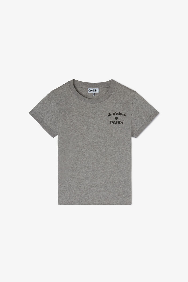 Grey Paris GANNI Club Baby Fit T-shirt, Organic Cotton, in colour Paloma - 1 - GANNI
