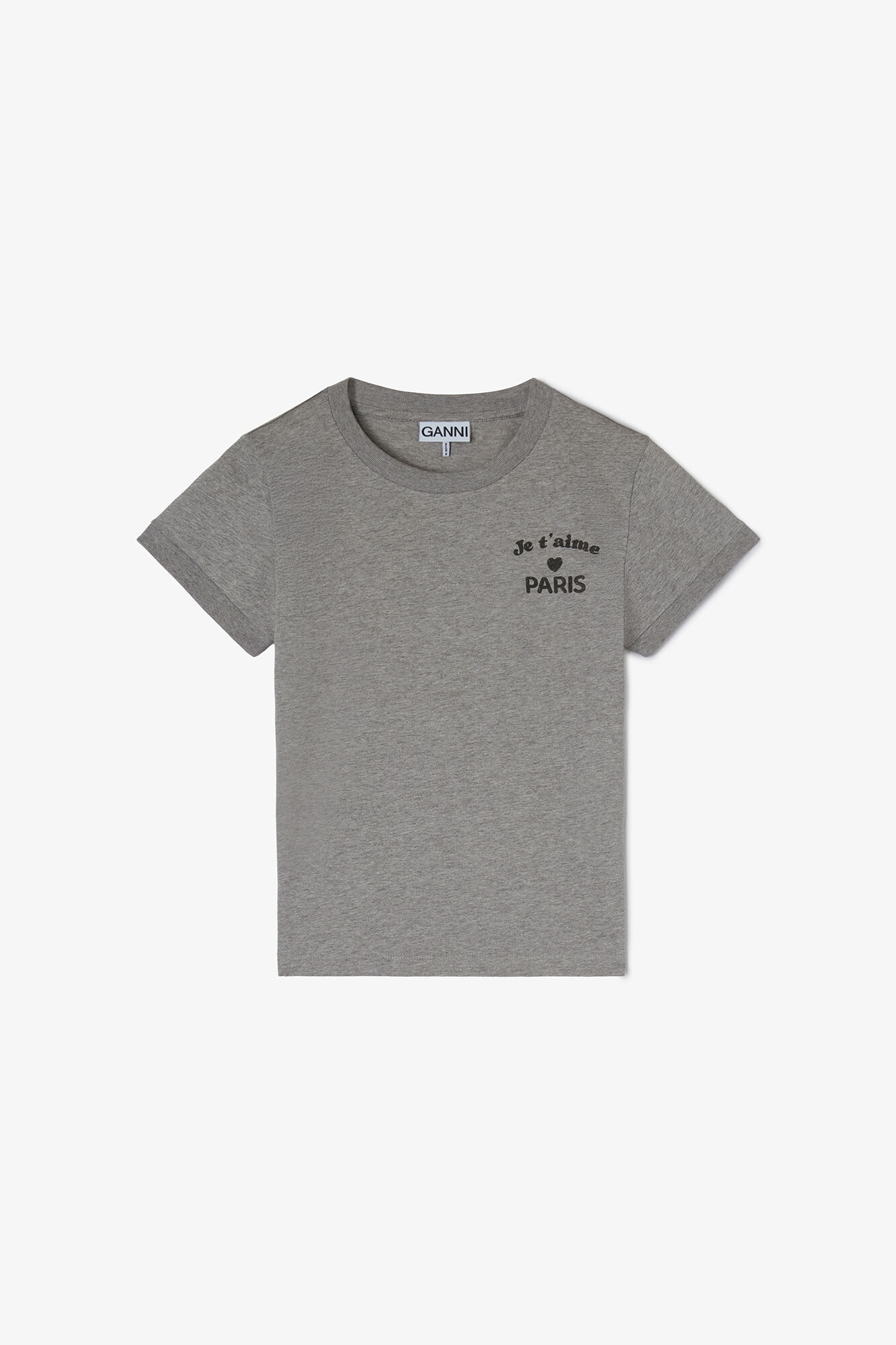 Grey Paris GANNI Club Baby Fit T-shirt, Organic Cotton, in colour Paloma - 1 - GANNI