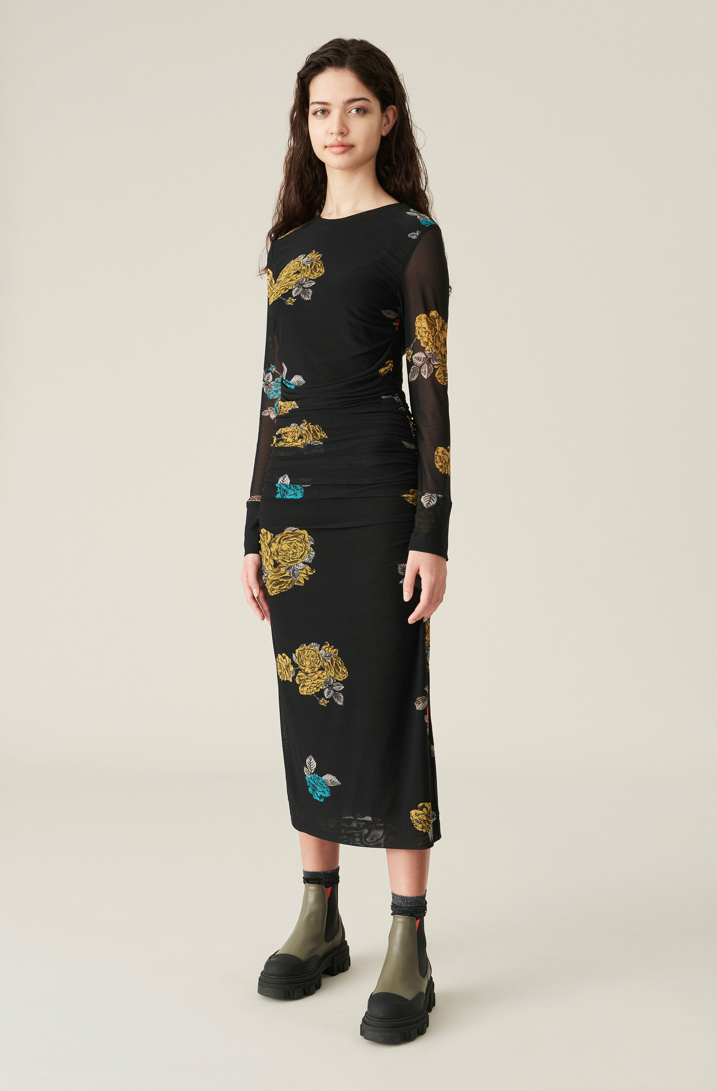 ganni long sleeve dress