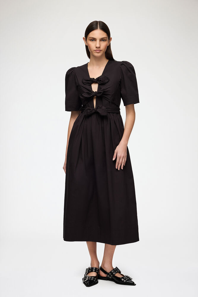 Black Stretch Cotton Dress, Black