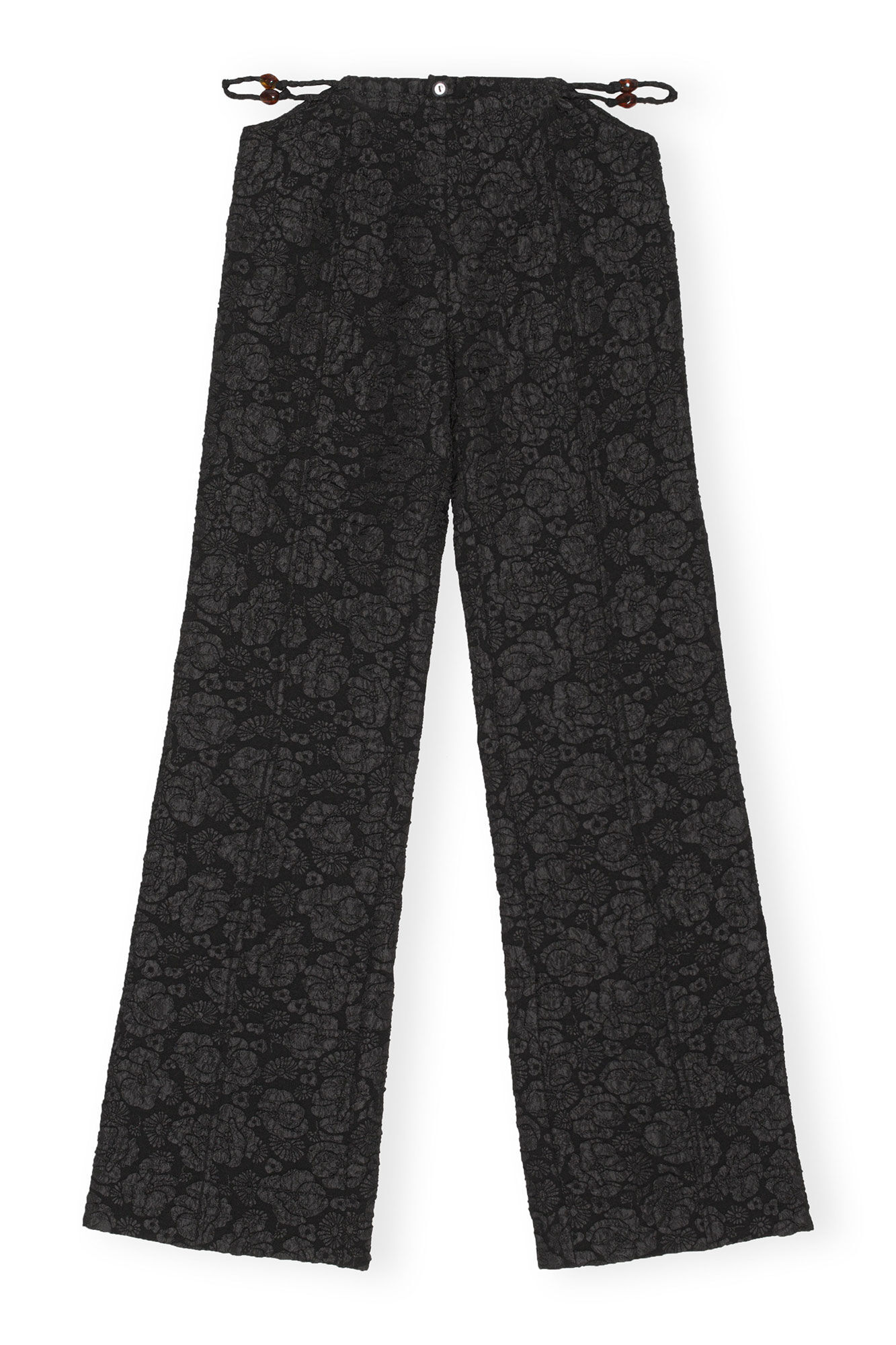 Stretch Jacquard Flared Pants, Polyester, in colour Black - 1 - GANNI