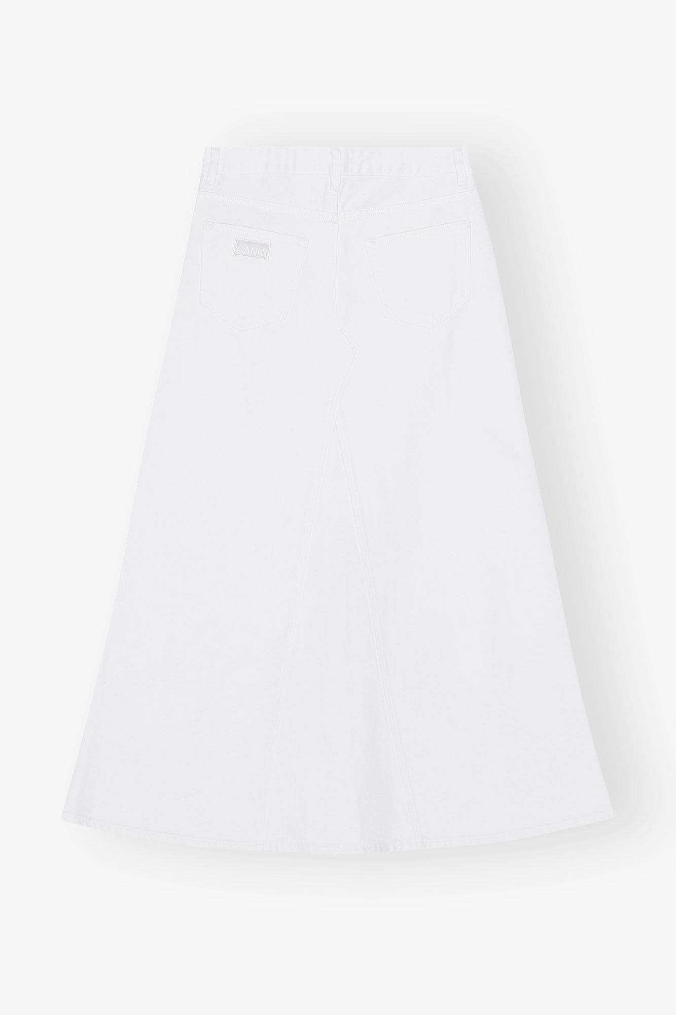 White Denim Double Fly Maxi Skirt, Cotton, in colour Bright White - 2 - GANNI