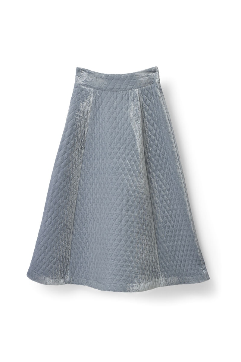Hayden Velvet Skirt, in colour Quarry - 1 - GANNI