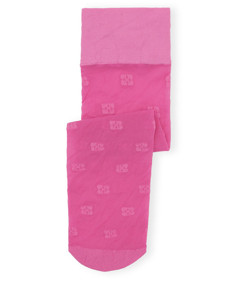 Pink Butterfly Lace Socks, Elastane, in colour Shocking Pink - 1 - GANNI