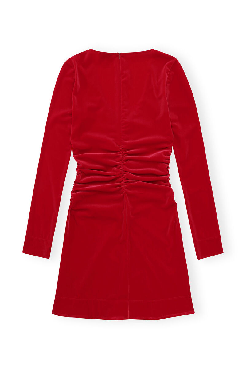 Robe Red Velvet Jersey Mini, Recycled Polyester, in colour Savvy Red - 2 - GANNI