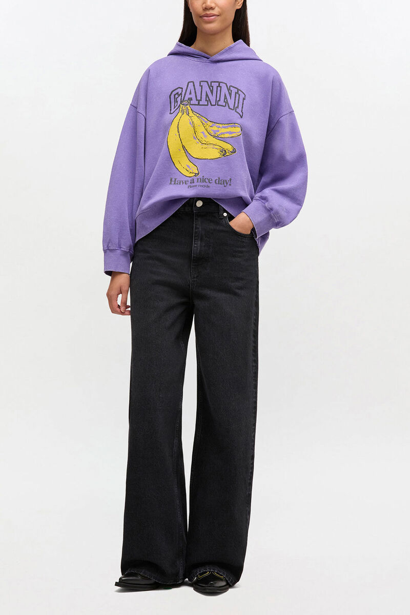 Vintage Wash Hoodie, Organic Cotton, in colour Passion Flower - 2 - GANNI