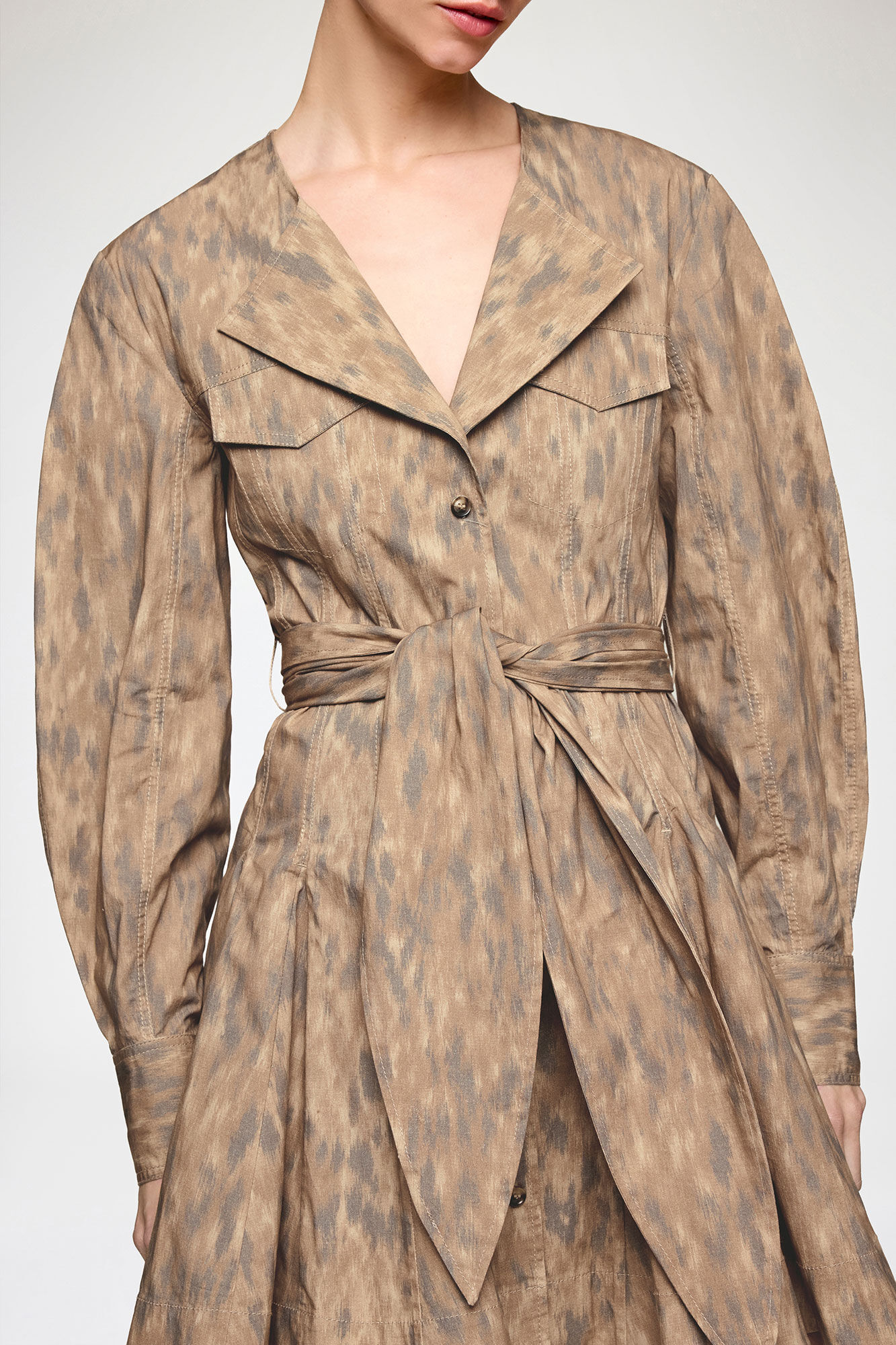 Shirt Dress in Stretch Cotton, Organic Cotton, in colour Burro - 3 - GANNI