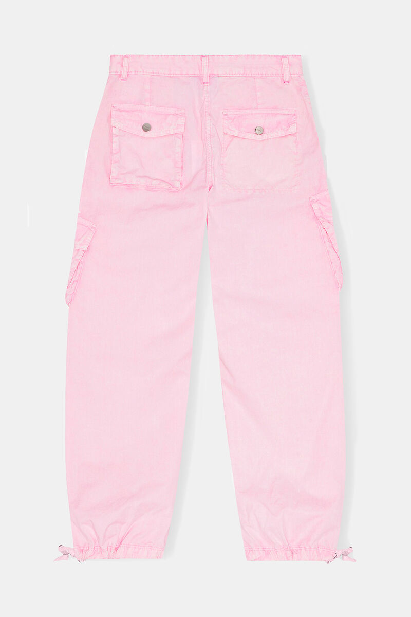 Pants in Pink Washed Cotton Twill, Organic Cotton, in colour Primrose Pink - 2 - GANNI