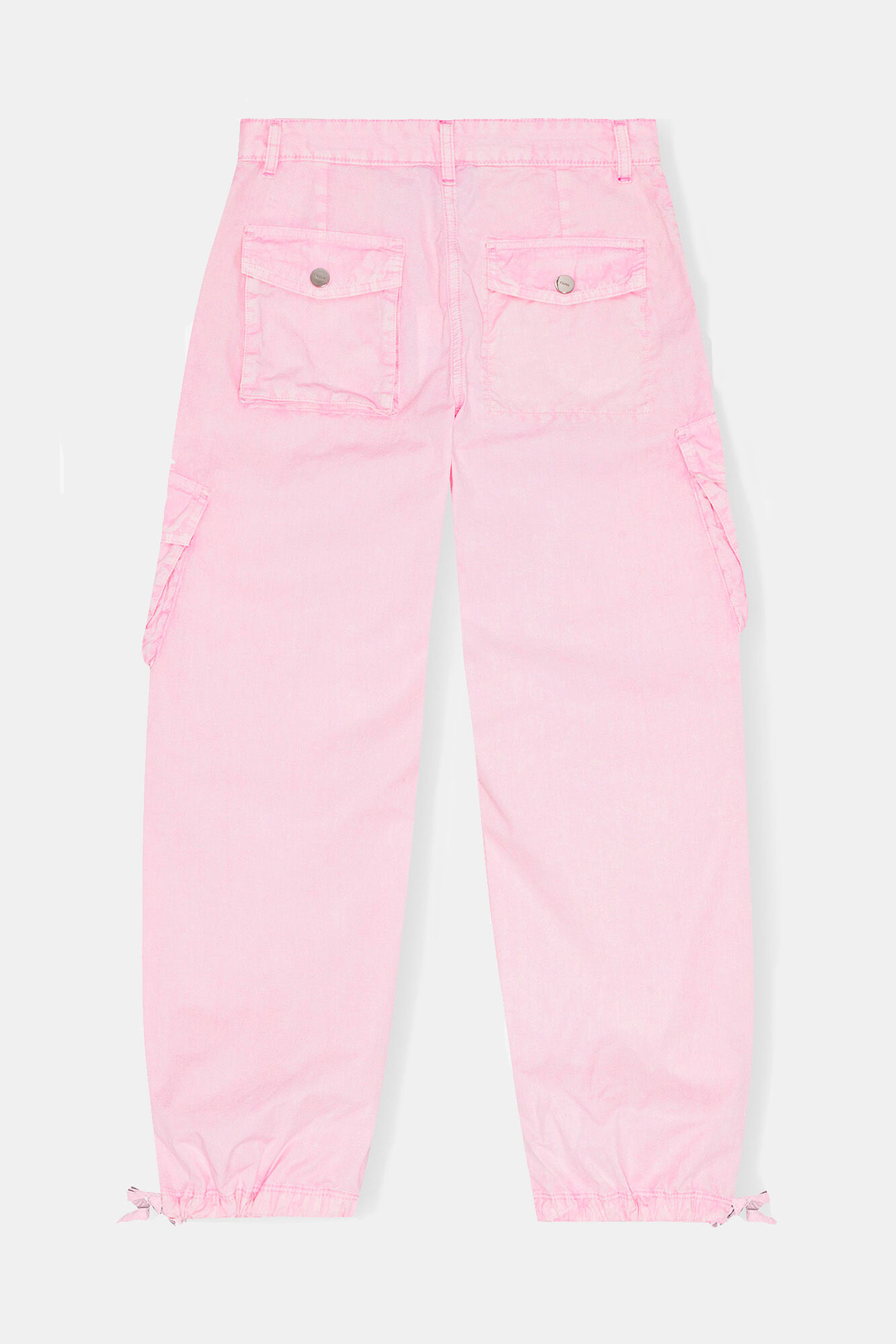 Pants in Pink Washed Cotton Twill, Organic Cotton, in colour Primrose Pink - 2 - GANNI