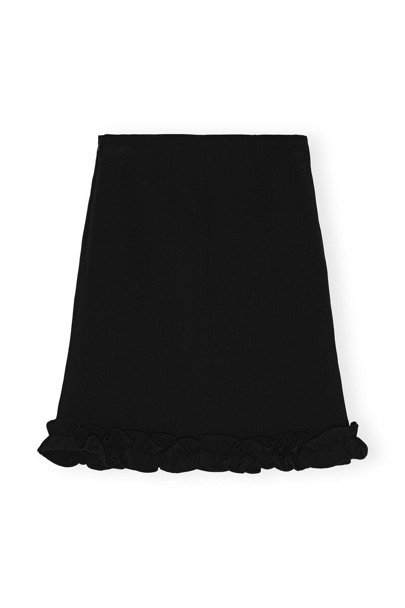 Jupe Black Bonded Crepe, Polyester, in colour Black - 2 - GANNI