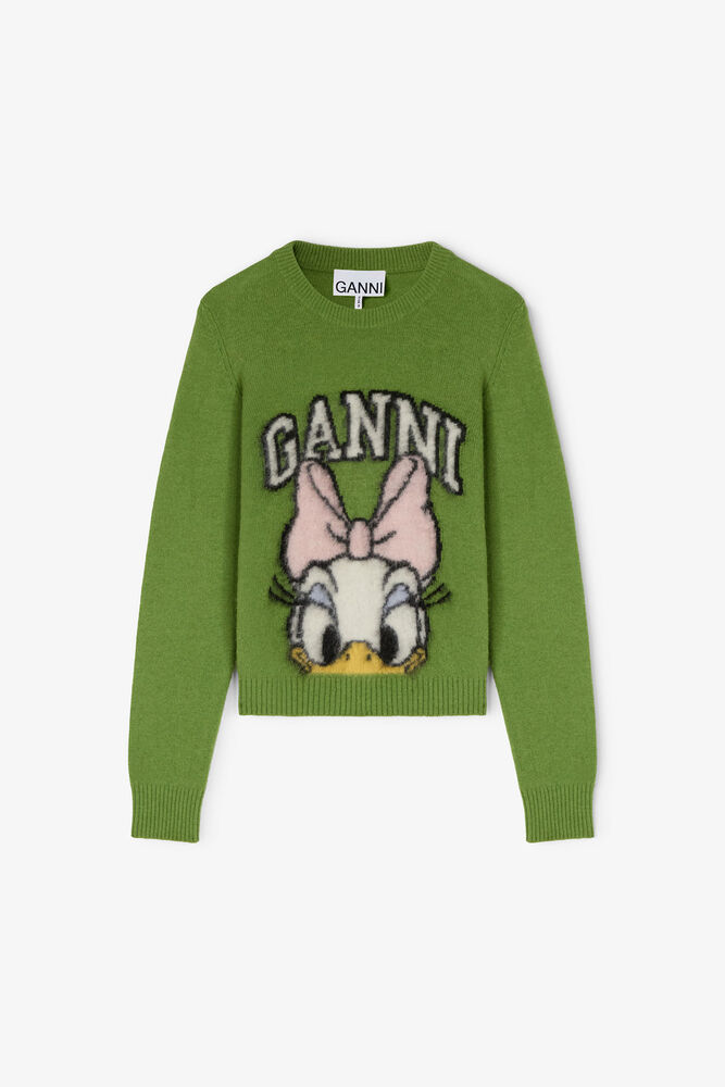 Daisy Duck Green Brushed Wool Jumper, Minced Herb