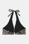 Halter Bikini Top, Elastane, in colour Leopard - 2 - GANNI
