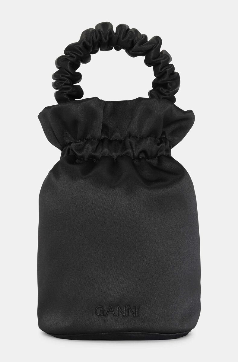 Occasion Occasion Ruched Top Handle Bag, Polyester, in colour Black - 1 - GANNI