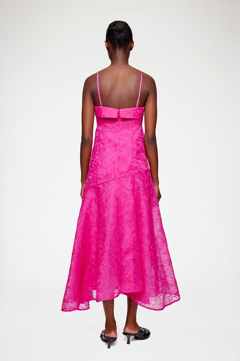 Dress in Pink Shibori Organza, Recycled Polyester, in colour Raspberry Rose - 2 - GANNI