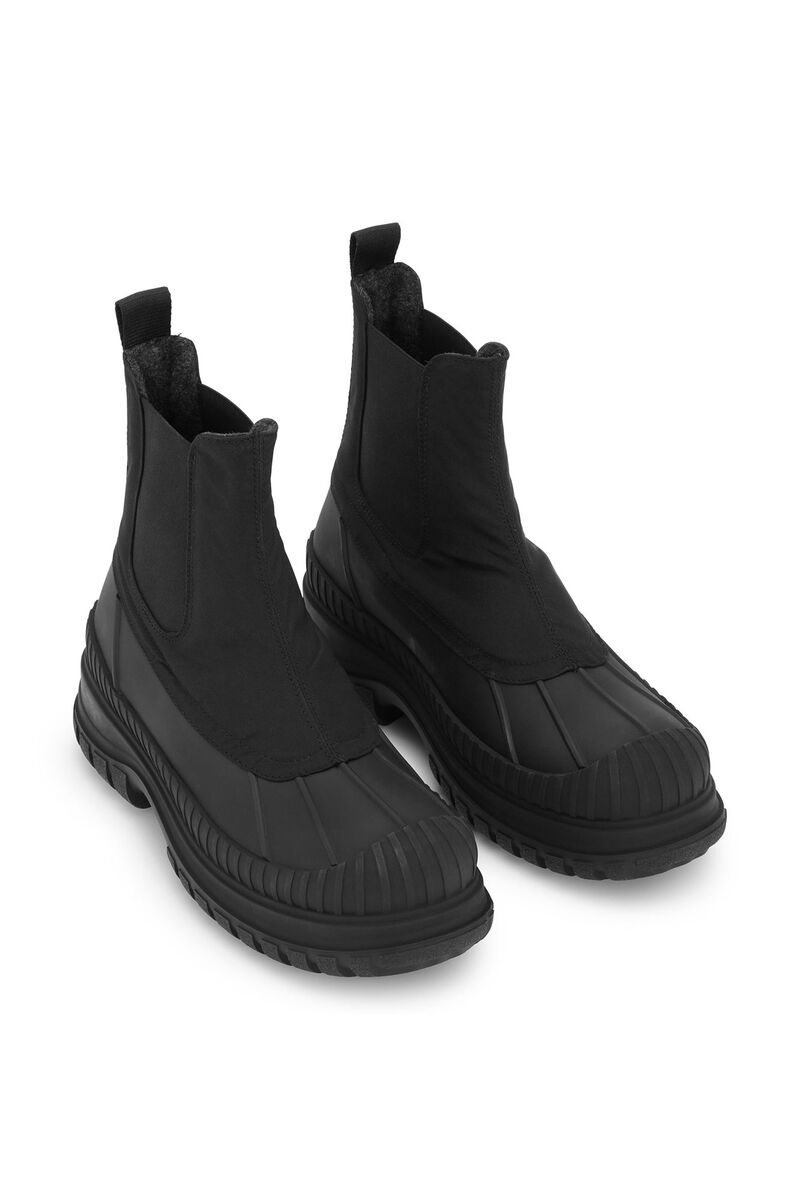 Black Outdoor Chelsea Boots, Polyester, in colour Black - 3 - GANNI