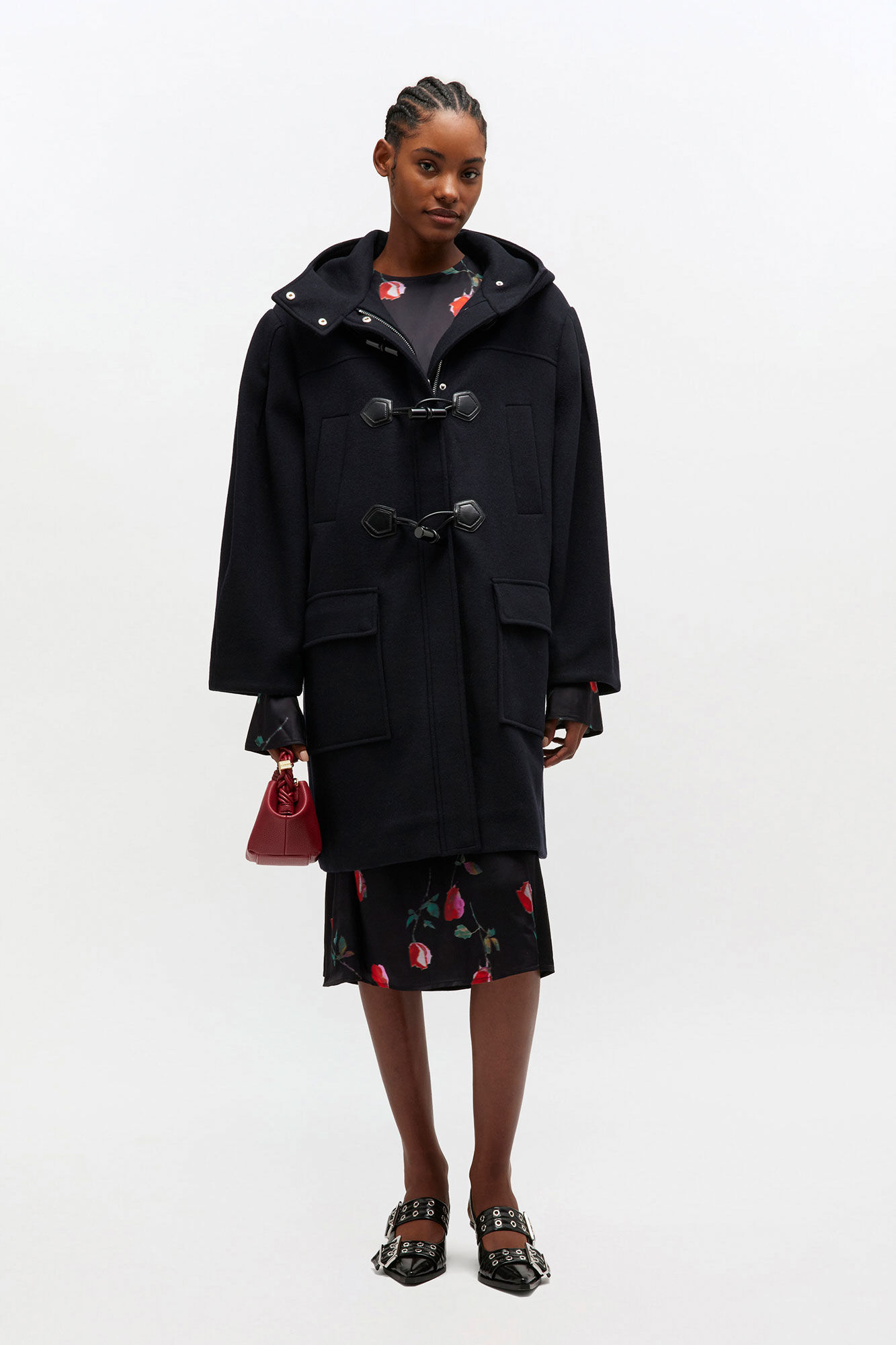 Wool Duffle Coat, in colour Sky Captain - 1 - GANNI