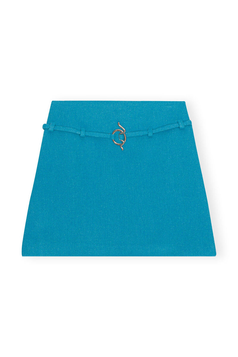 Eleganter Minirock aus Twill Wool, Polyamide, in colour Blue Curacao - 1 - GANNI