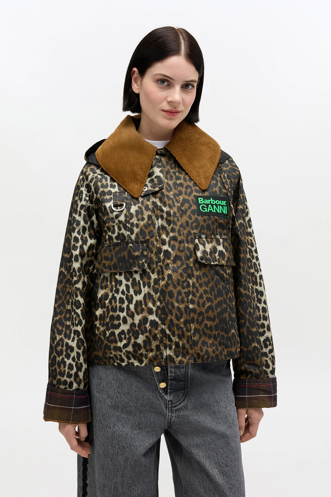 Short Wax Jacket in Leopard | GANNI US