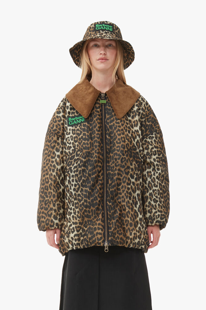 GANNI x Barbour Waxed Leopard Bucket Hat, Leopard