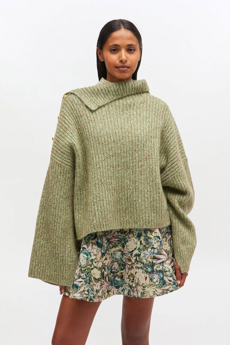 Green Mohair Sweater, Mohair, in colour Nile - 1 - GANNI