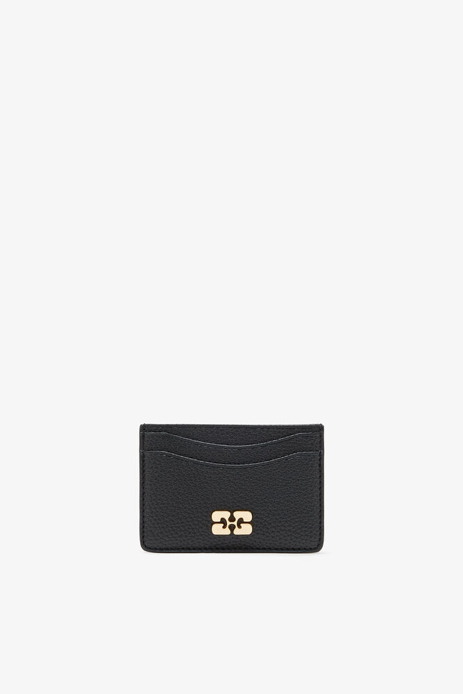 Black Grained GANNI Bou Card Holder, Black