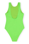 Sporty Swimsuit, Elastane, in colour Lime Popsicle - 2 - GANNI