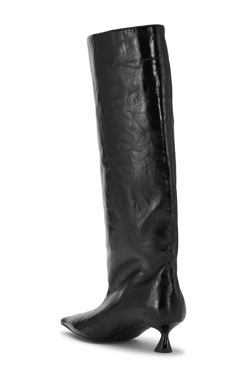 Black Soft Slouchy High Shaft Støvler , Polyester, in colour Black - 2 - GANNI