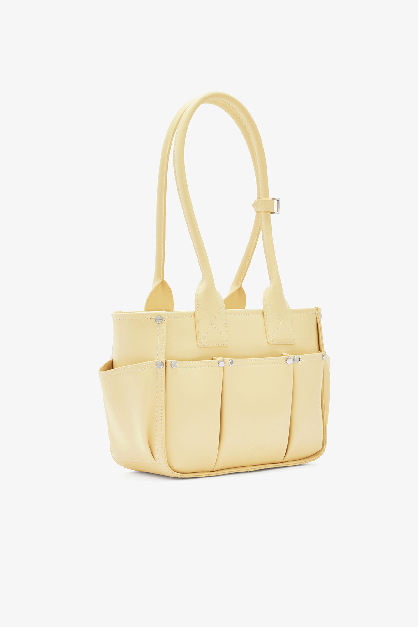 Posy Bag Small in Yellow, Recycled Leather, in colour Yellow Cream - 2 - GANNI