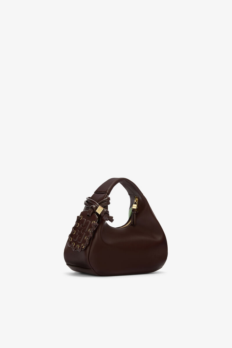 Daisy Duck Mini Hobo Bag in Brown, Recycled Leather, in colour Seal Brown - 2 - GANNI