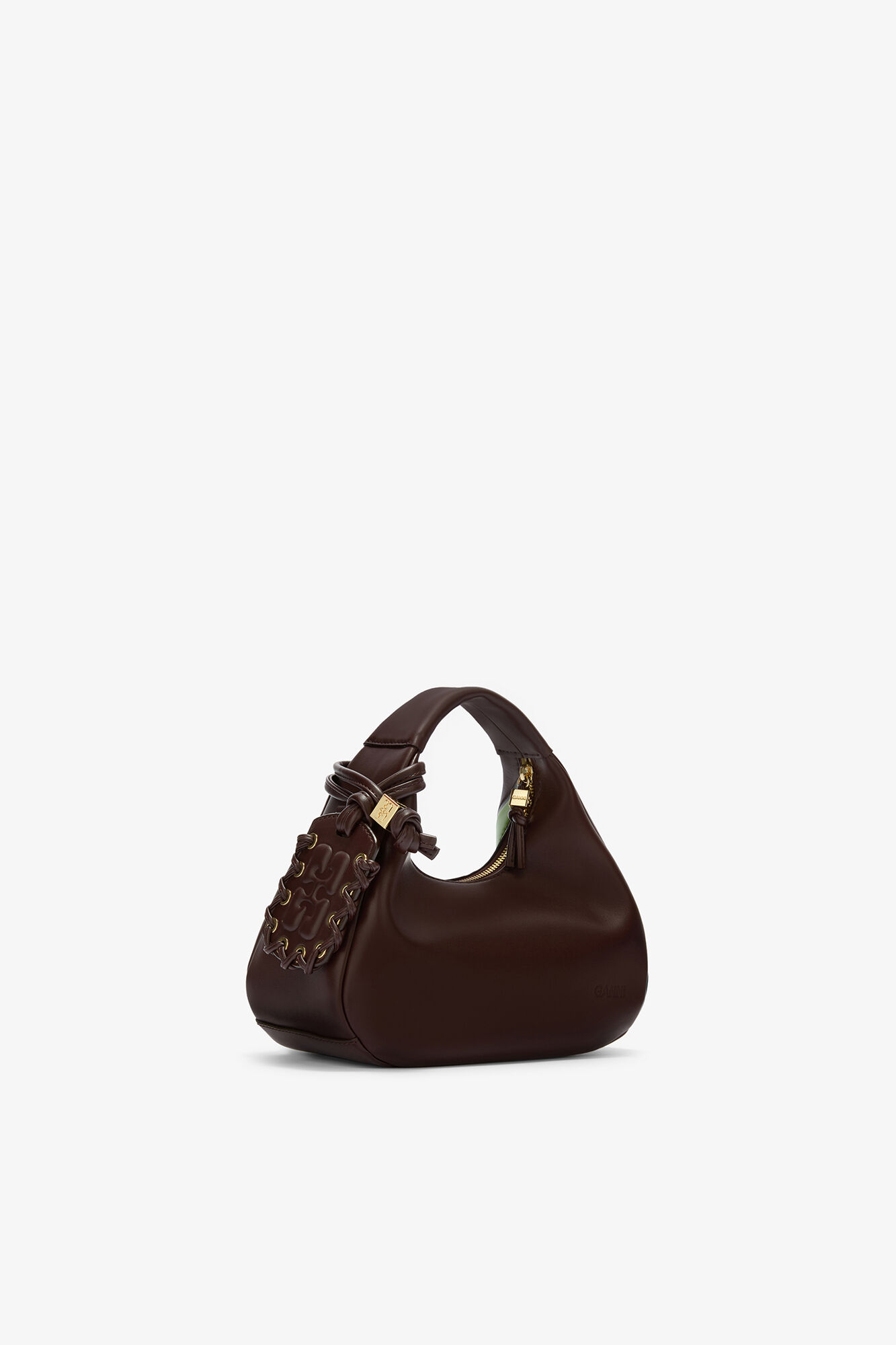 Daisy Duck Mini Hobo Bag in Brown, Recycled Leather, in colour Seal Brown - 2 - GANNI