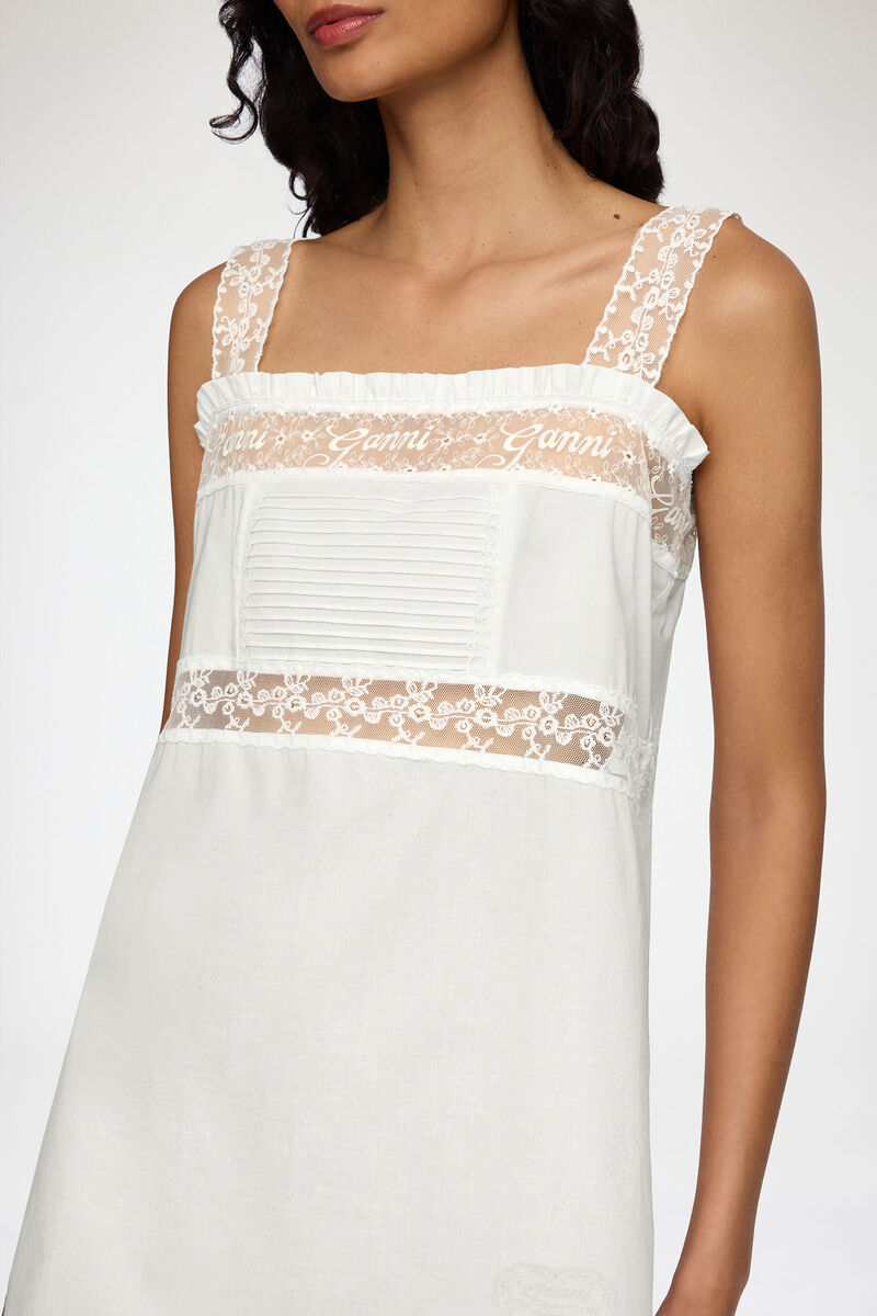 Robe courte en coton blanc, Organic Cotton, in colour Bright White - 2 - GANNI