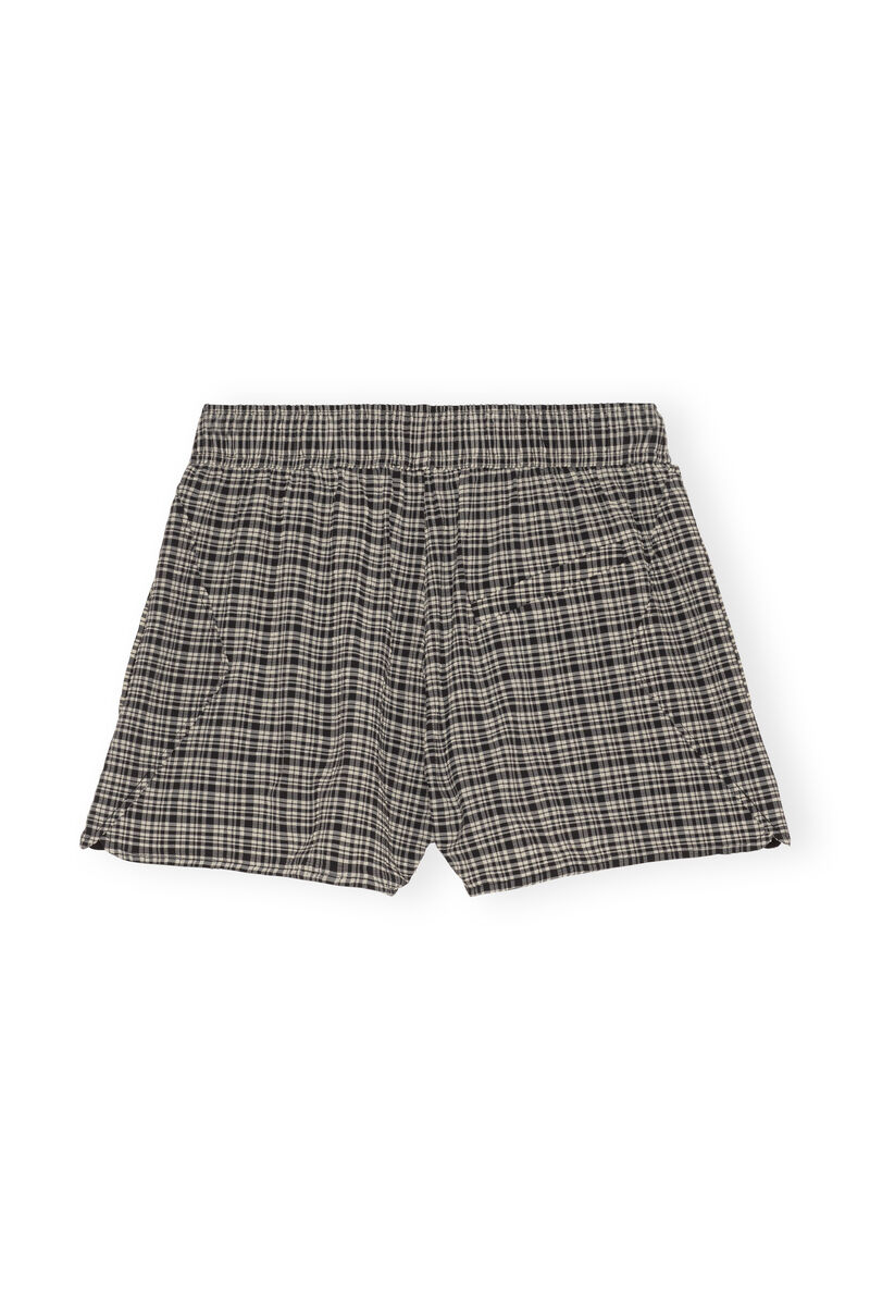 Mini-short en crêpe, Elastane, in colour Mini Check Black - 2 - GANNI