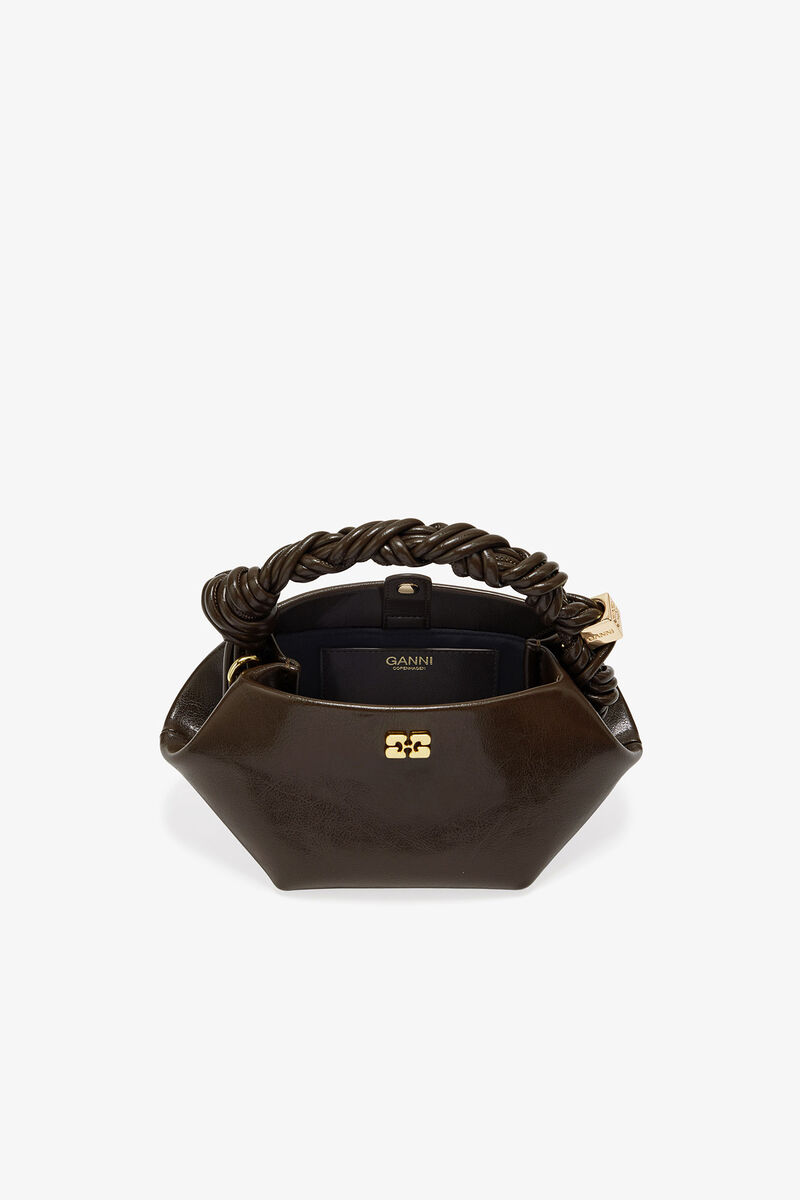 Dark Olive Mini GANNI Bou Bag, Cotton, in colour Dark Olive - 3 - GANNI