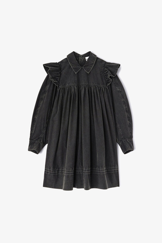 Black Washed Mini Shirt Dress, Black