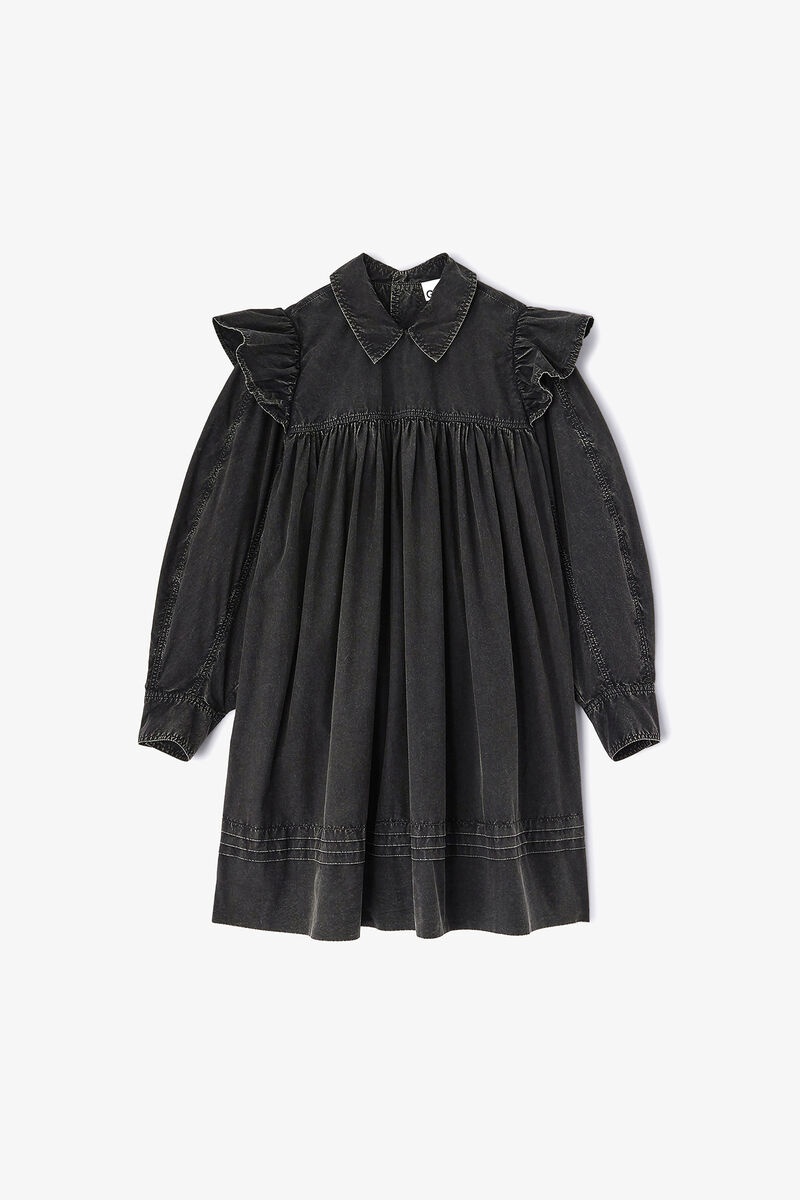 Mini robe chemise noire d&eacute;lav&eacute;e, Organic Cotton, in colour Black - 1 - GANNI