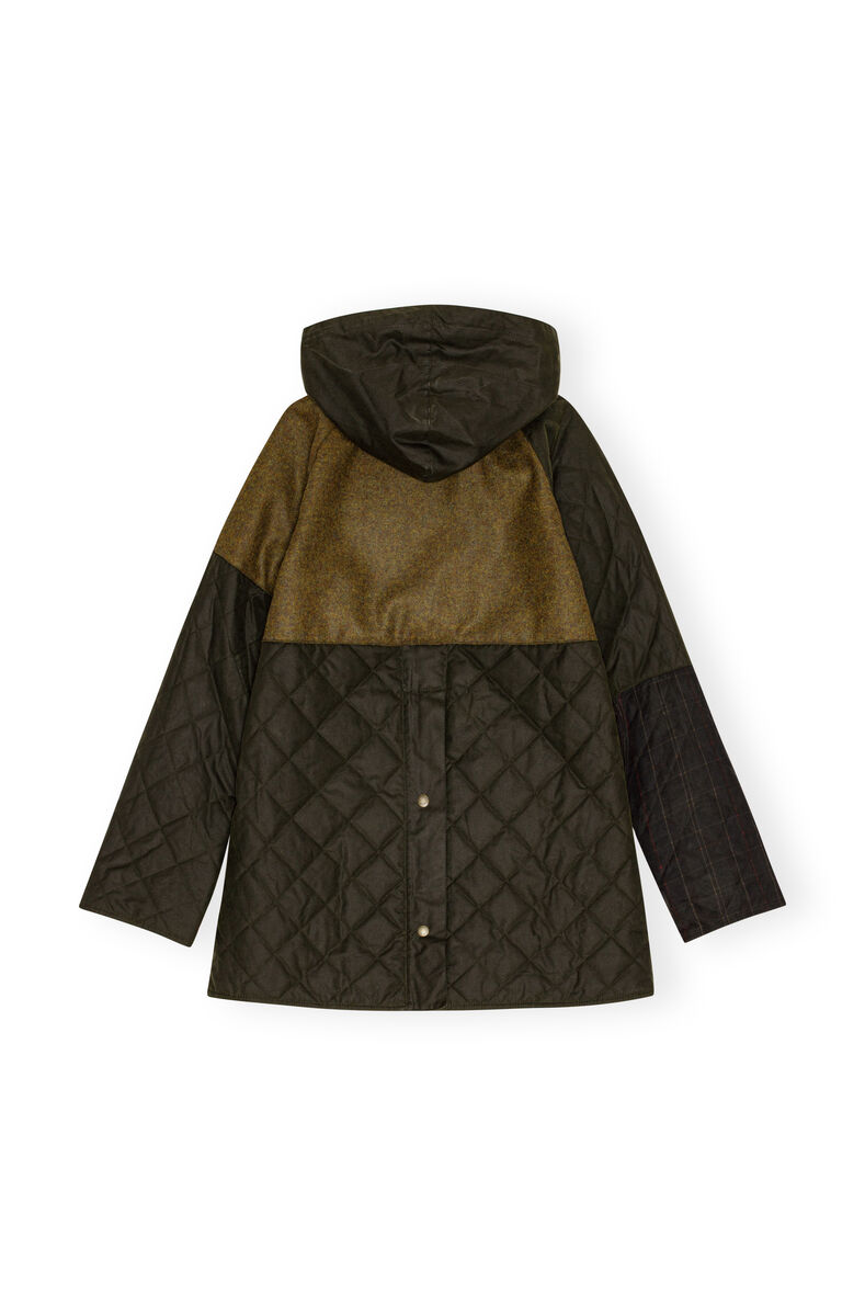 GANNI x Barbour Short Burghley Quilted Wax Jacket, Cotton, in colour Kalamata - 2 - GANNI