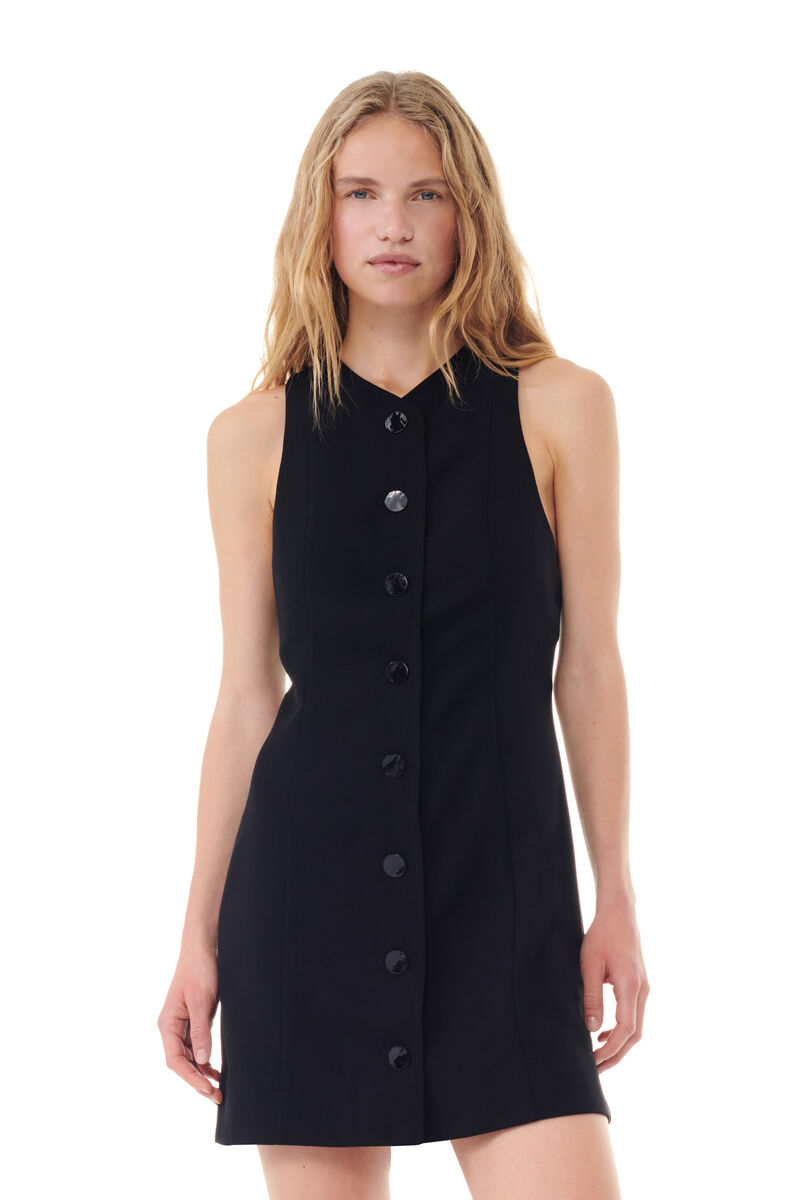 Black Light Twill Suiting Minikjole, Polyester, in colour Black - 2 - GANNI
