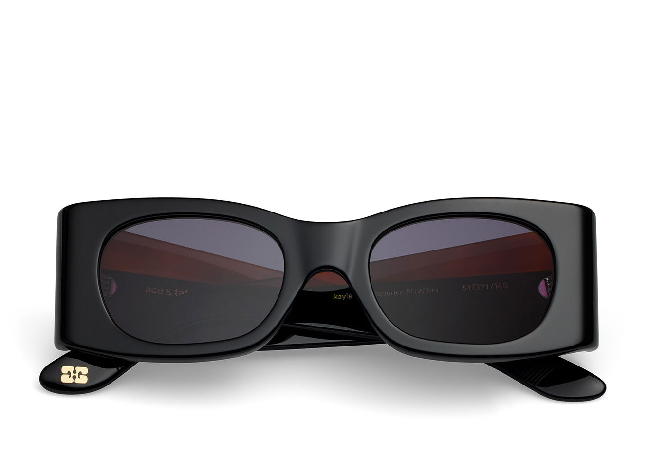 GANNI x Ace & Tate Black Kayla Sunglasses, Acetate, in colour Black - 1 - GANNI