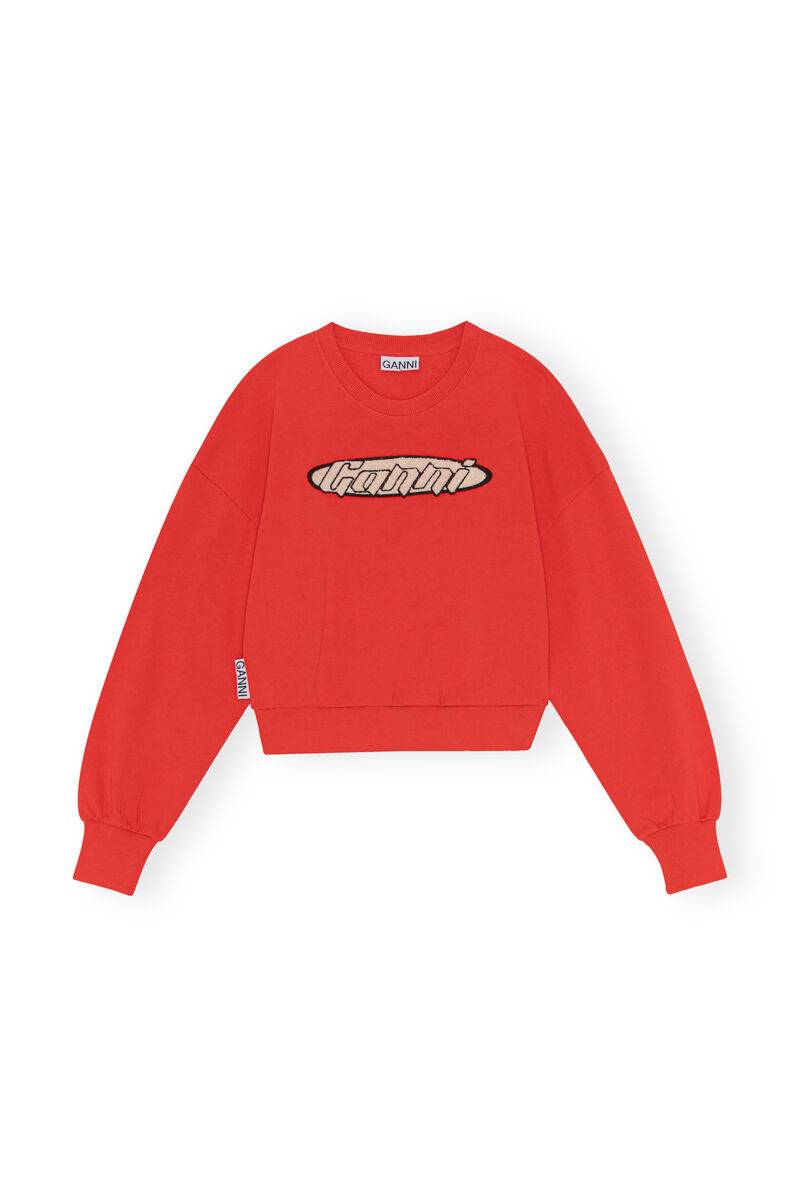 Artwork Sweatshirt, Cotton, in colour Fiery Red - 1 - GANNI