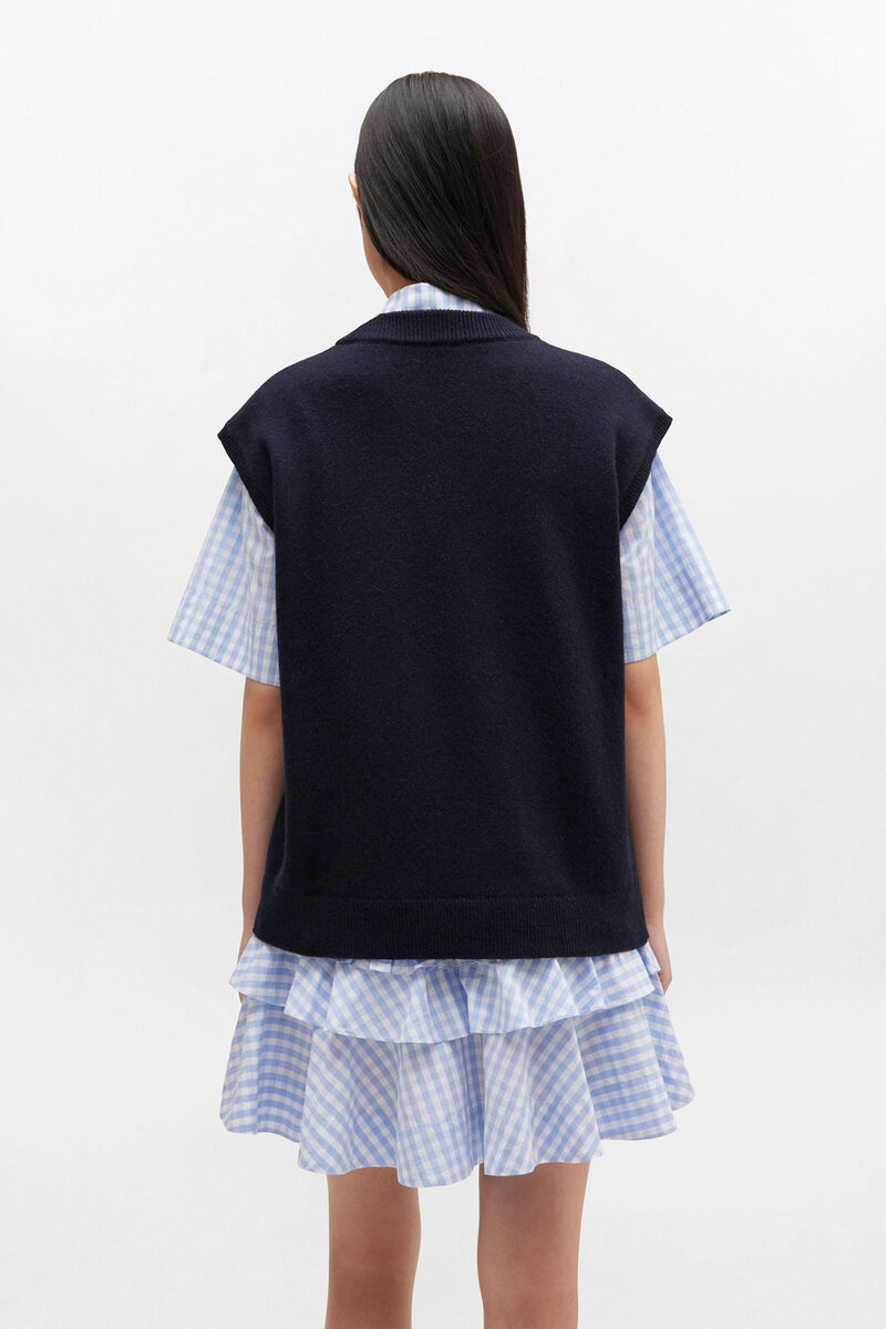 Black Animal Graphic Vest, Recycled Polyamide, in colour Sky Captain - 3 - GANNI