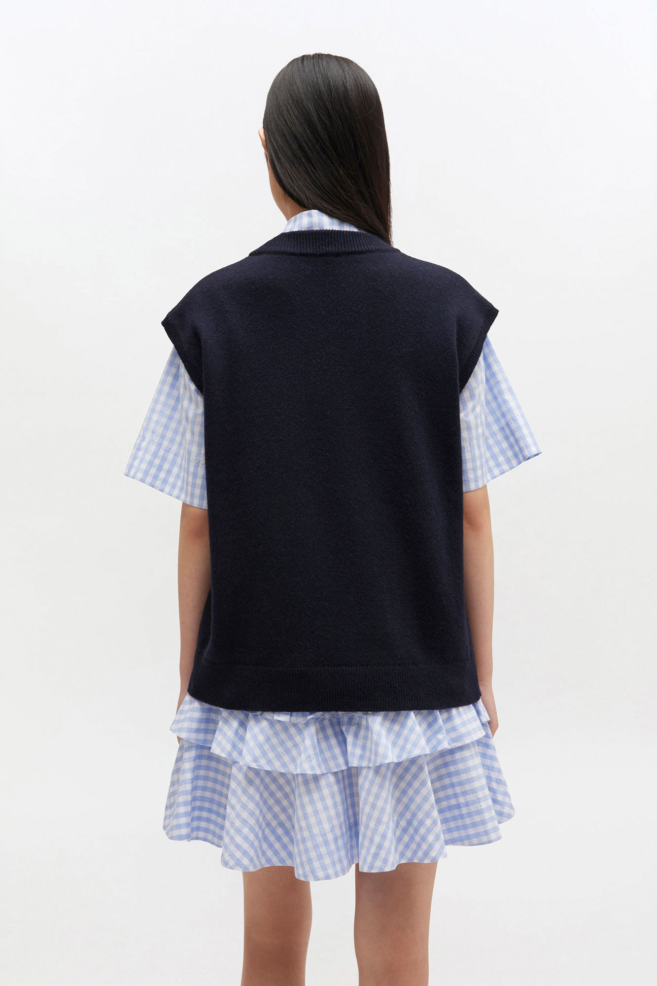 Black Animal Graphic Vest, Recycled Polyamide, in colour Sky Captain - 3 - GANNI