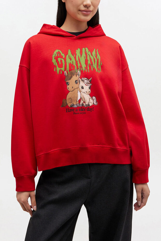Roter, kurzer Hoodie mit Grafik, Barbados Cherry