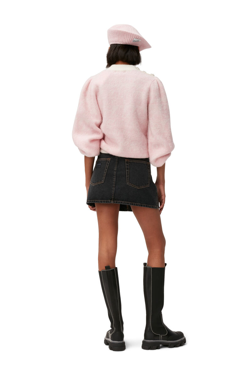 Mini Denim Skirt , Cotton, in colour Washed Black/Black - 4 - GANNI