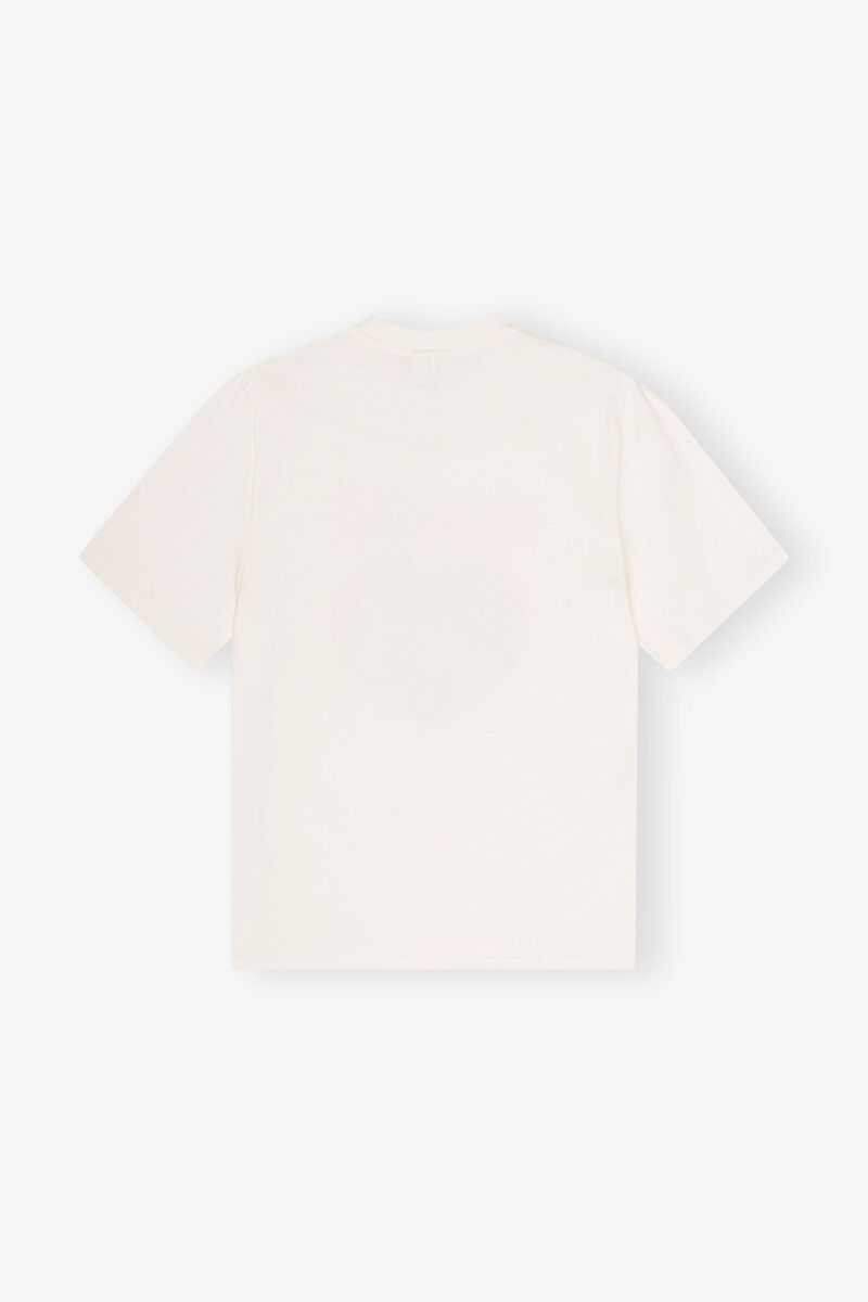 White Graphic Relaxed T-shirt, Cotton, in colour Egret - 2 - GANNI