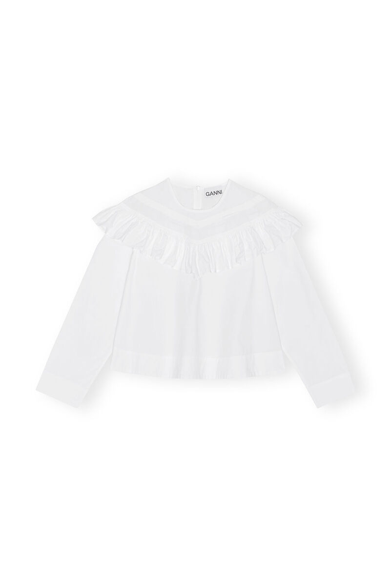Bright SE Cotton | Frill Poplin White GANNI Blouse White