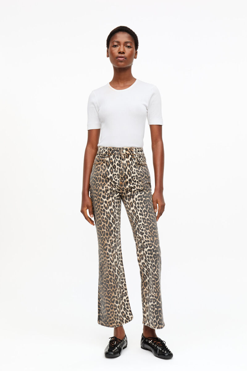 Leopard Betzy Jeans, Organic Cotton, in colour Leopard - 2 - GANNI