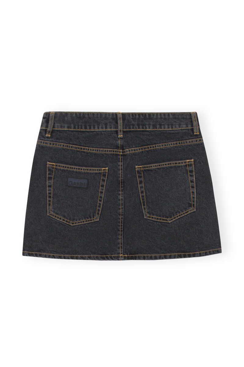 Mini jupe en jean , Cotton, in colour Washed Black/Black - 2 - GANNI