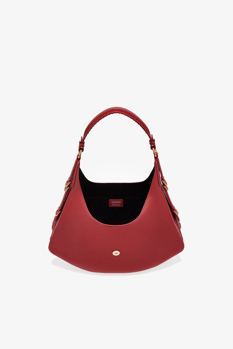 Red Small Kat Bag, Recycled Leather, in colour Red Dahlia - 3 - GANNI