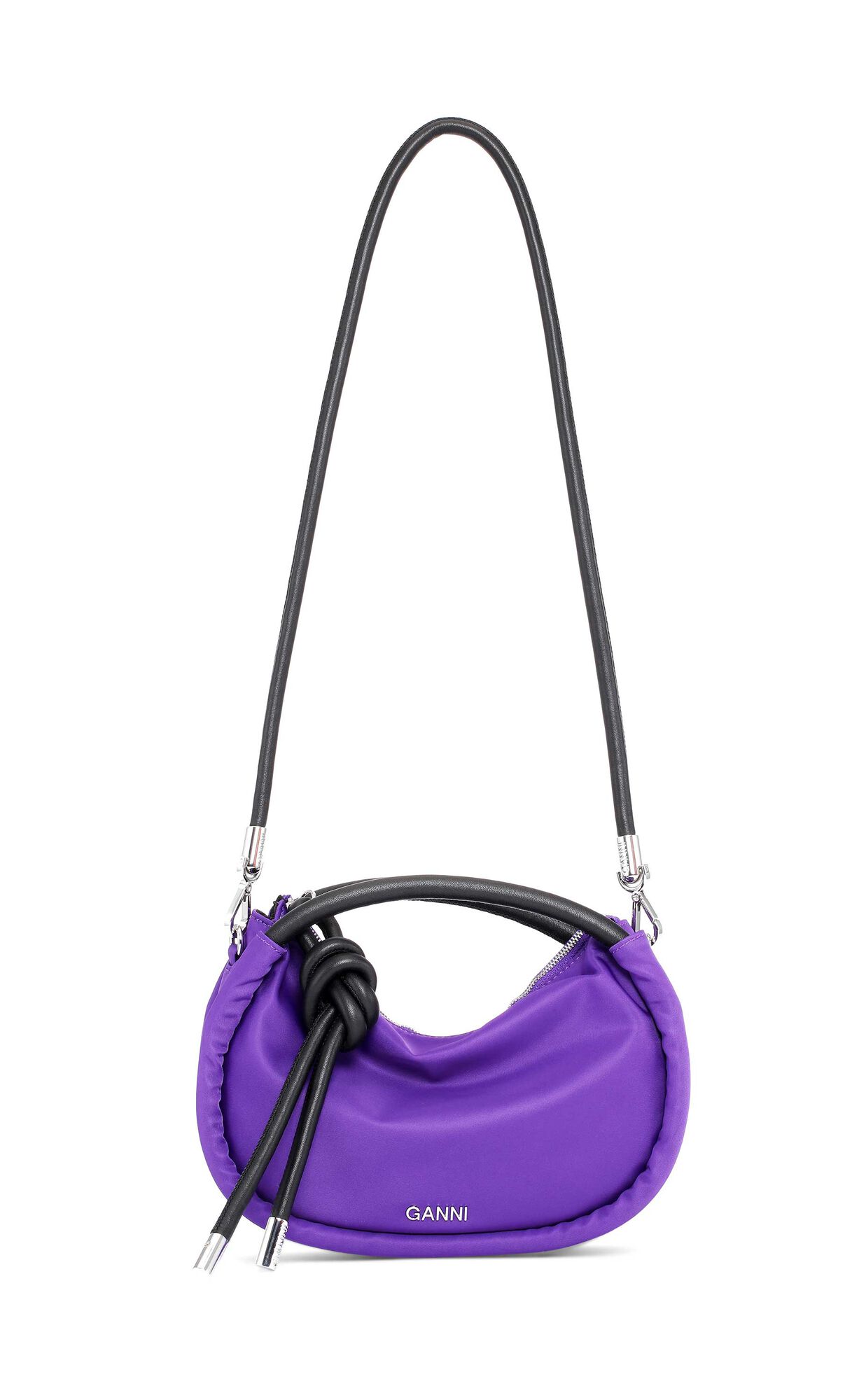 Knot Purse, Polyester, in colour Heliotrope - 1 - GANNI